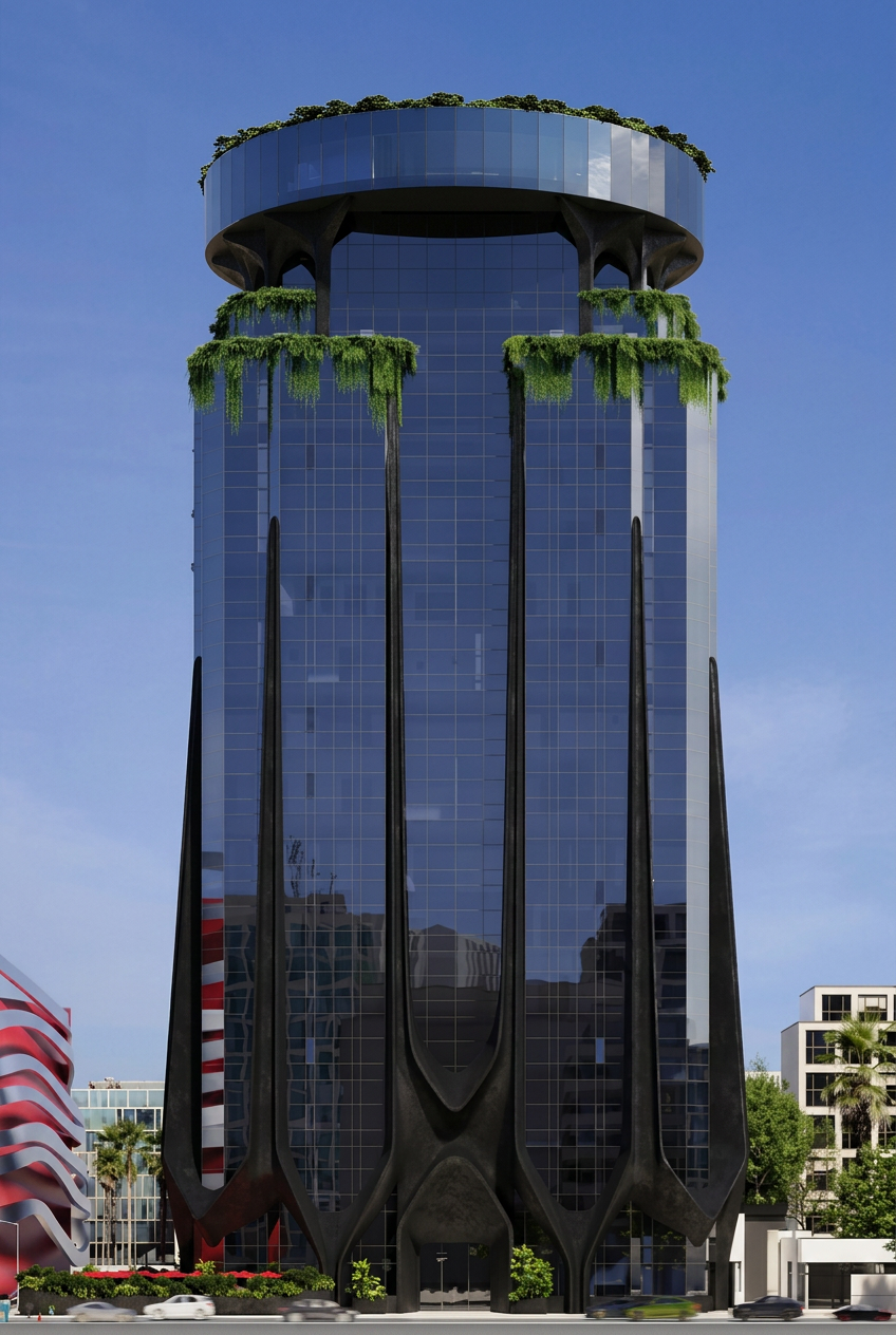 Front elevation of Onyx Tower on Wilshire Boulevard
